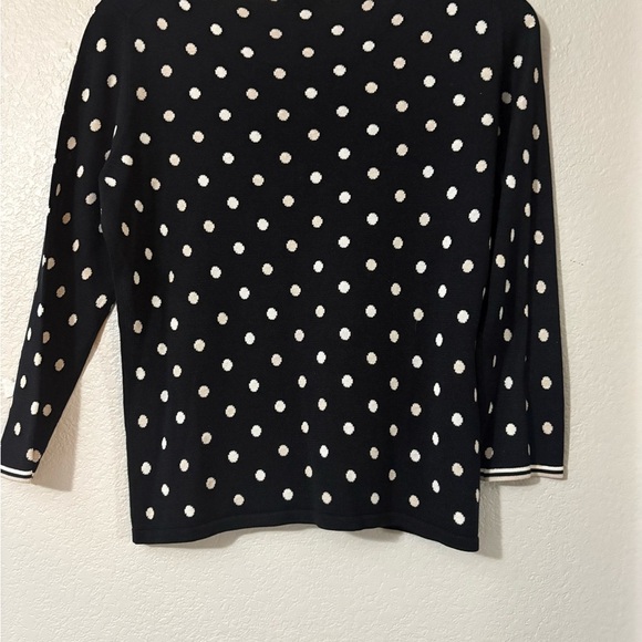 Neiman Marcus Black, White and cream polka dot 100% Silk Sweater. - Picture 2 of 9